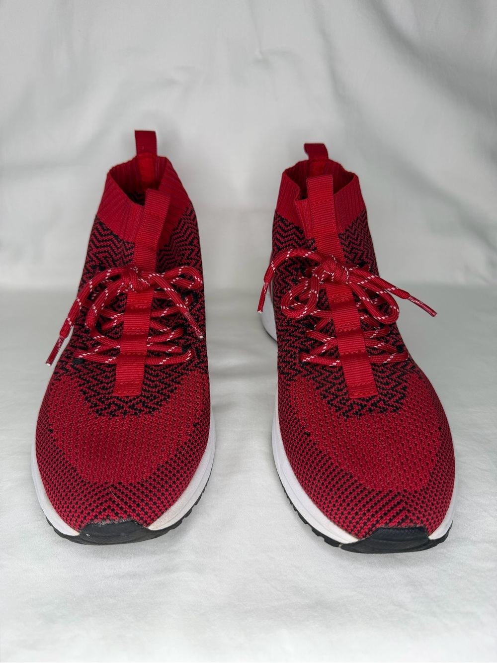 Guess Red and Black Knit High-Top Sneakers